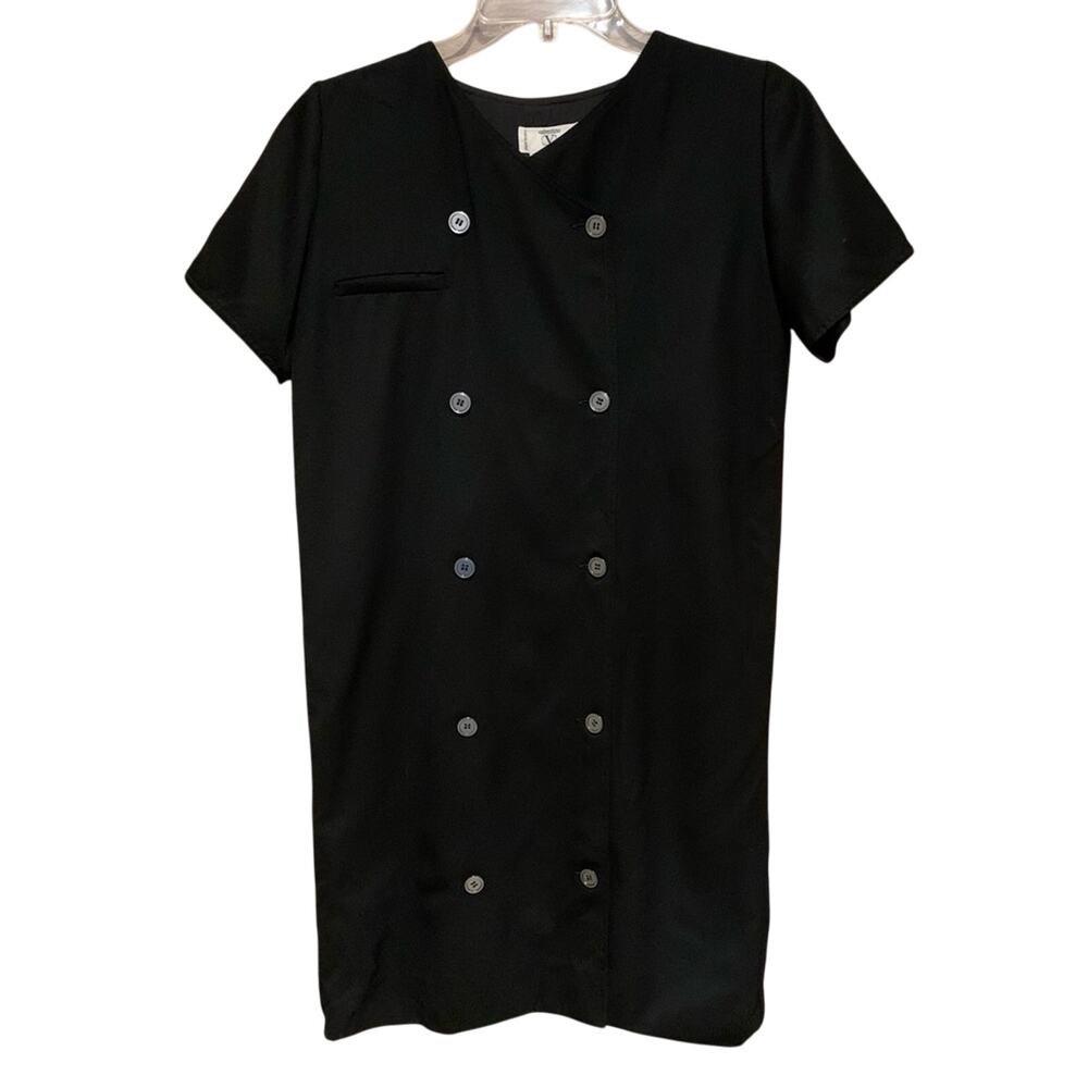VINTAGE 90's Valentino Double Breasted Sack Dress Black Size 44 Retro Minimalist
